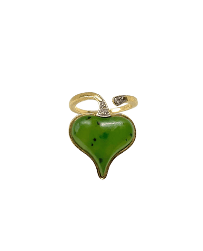 Bague 54 Bague en or jaune 18 carats au jade et diamants 58 Facettes