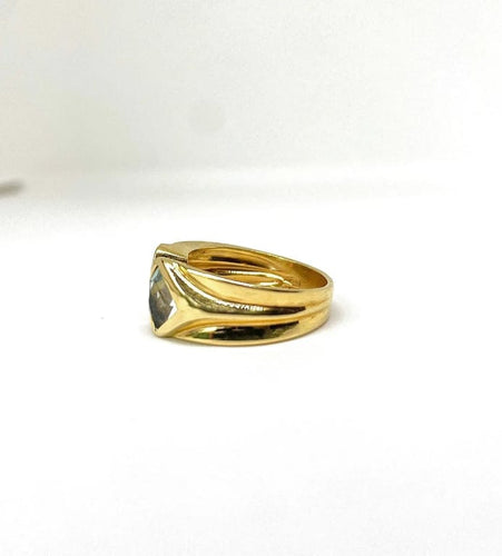 Bague 55 Bague toi et moi en or jaune 18 carats tourmaline et aigue-marine 58 Facettes