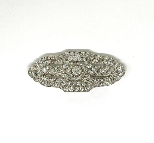 Broche Broche Art déco géométrique en platine et diamants 58 Facettes