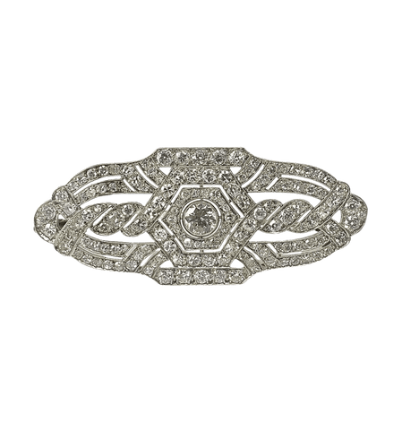 Broche Broche Art déco géométrique en platine et diamants 58 Facettes