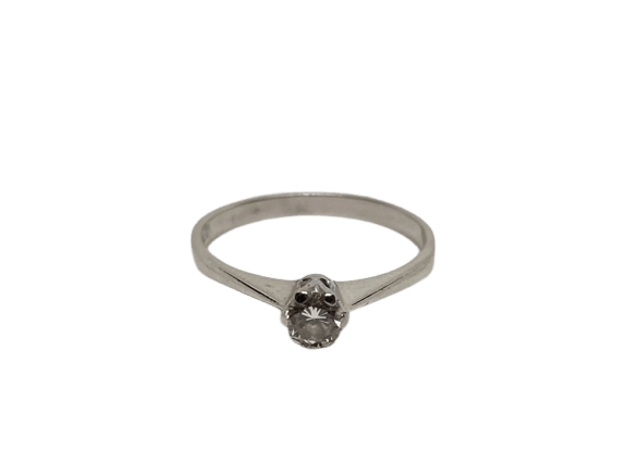 Bague 56 Solitaire - Bague en or blanc 750 sertie d’un diamant 0,2 ct 58 Facettes