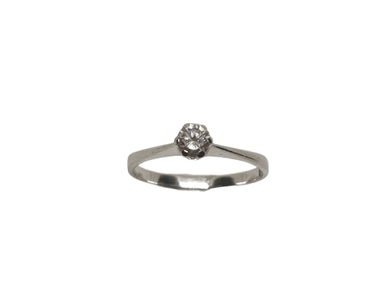 Bague 56 Solitaire - Bague en or blanc 750 sertie d’un diamant 0,2 ct 58 Facettes