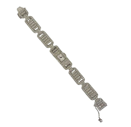 Montre Montre Art déco en platine et or blanc 18k sertie de diamants 58 Facettes