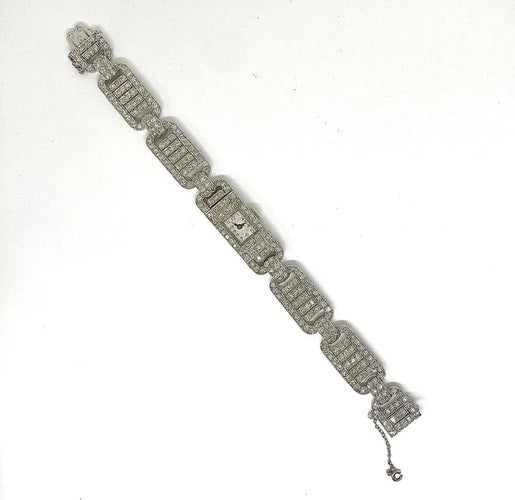 Montre Montre Art déco en platine et or blanc 18k sertie de diamants 58 Facettes