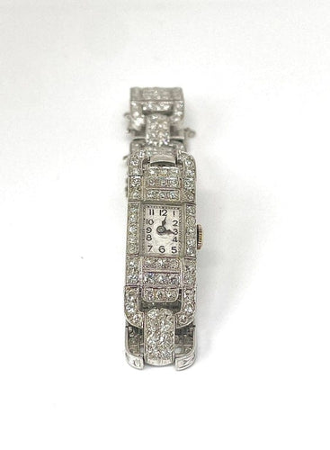 Montre Montre Art déco en platine et or blanc 18k sertie de diamants 58 Facettes