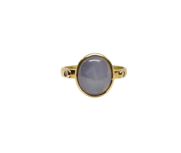 Bague 49 Bague vintage en or jaune 750 au saphir étoilé et diamants 58 Facettes