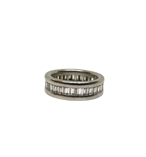 Bague 52 Alliance tour complet - Bague en or gris 750 sertie de diamants 58 Facettes