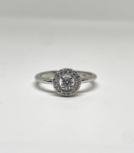 Bague 54 Solitaire - Bague en or blanc 750 avec diamants 58 Facettes