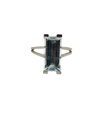 Bague 52 Bague cocktail en or gris 750 sertie d’une aigue-marine 58 Facettes