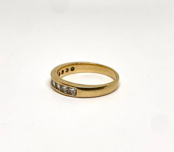 Bague 57 Bague en or jaune 18K semi-sertie de diamants princesse 58 Facettes