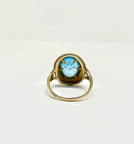 Bague 60 Bague vintage en or jaune sertie d’une topaze bleue 58 Facettes