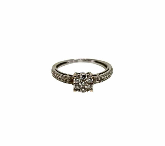 Bague 51 Bague solitaire en or gris 750 sertie de diamants illusion 58 Facettes