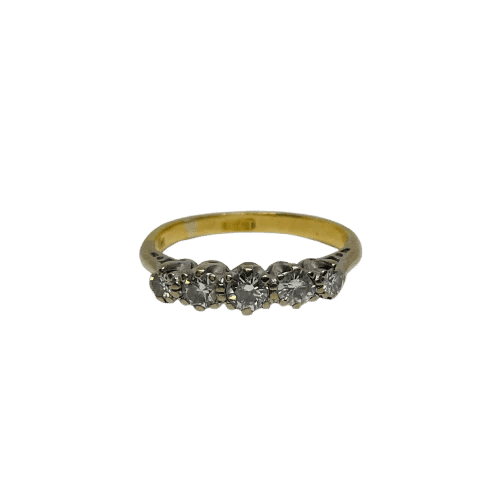 Bague 51.5 Bague en or jaune 750 sertie de 5 diamants 0,53 ct 58 Facettes