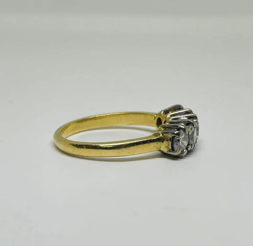 Bague 55 Bague en or jaune 750 sertie de 5 diamants 1,15 ct 58 Facettes