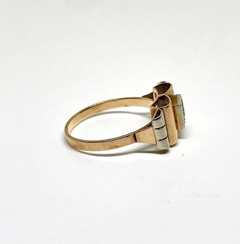 Bague 53 Bague Tank en or jaune et blanc avec diamant 0,07 ct 58 Facettes