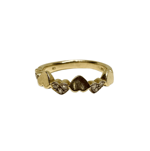 Bague 56 Bague motifs cœurs en or jaune 18K et diamants 58 Facettes