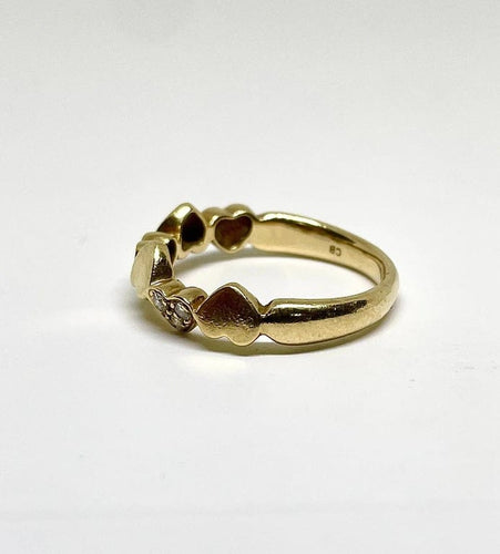 Bague 56 Bague motifs cœurs en or jaune 18K et diamants 58 Facettes