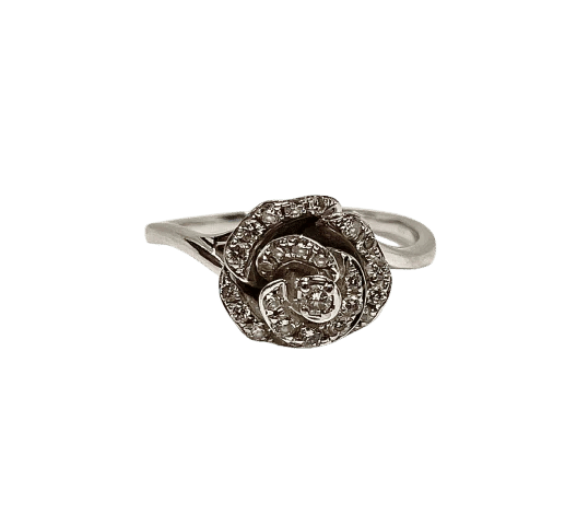 Bague 60 Bague rose en or blanc 750 sertie de diamants 58 Facettes