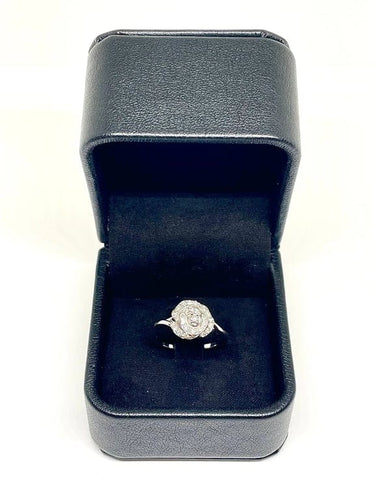 Bague 60 Bague rose en or blanc 750 sertie de diamants 58 Facettes