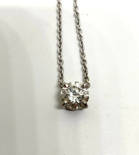 Collier Collier solitaire 1 carat en or blanc 750/1000 et diamant naturel 58 Facettes
