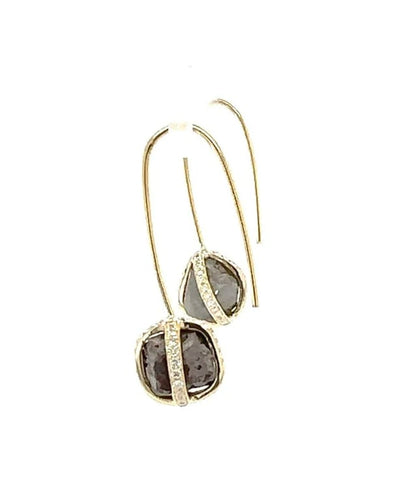 Boucles d'oreilles Boucles d’oreilles en or jaune 18 ct avec diamants bruts et diamants 58 Facettes