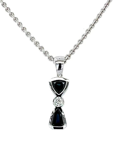 Pendentif Pendentif en or blanc 18 carats avec saphirs et diamant 58 Facettes