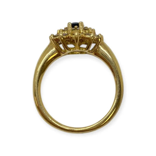 Bague 54 Bague marguerite en or jaune avec saphir et diamants 58 Facettes 330090012