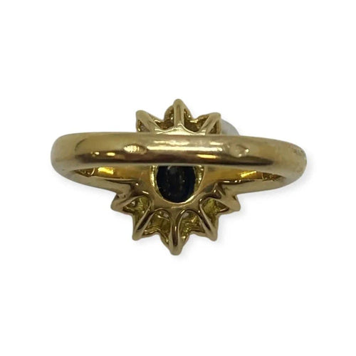 Bague 54 Bague marguerite en or jaune avec saphir et diamants 58 Facettes 330090012