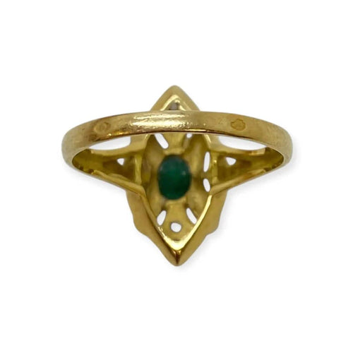 Bague 52 Bague ancienne en or jaune 18k avec émeraude et diamants 58 Facettes 330091854