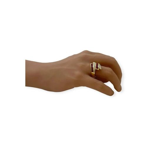 Bague 64 Bague rubis et diamants en or blanc et or jaune 750 58 Facettes 330091920