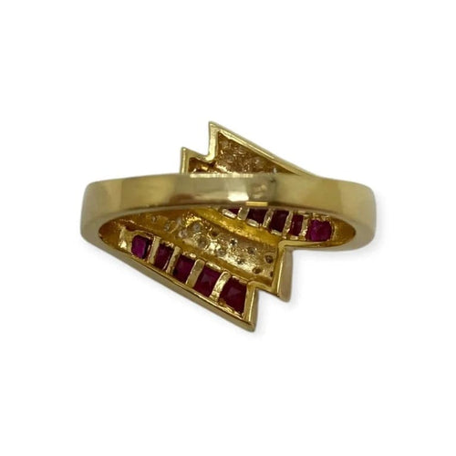 Bague 64 Bague rubis et diamants en or blanc et or jaune 750 58 Facettes 330091920