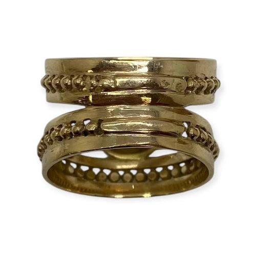 Bague 60 Bague double anneau à cabochon central en or jaune 18k 58 Facettes 330088787