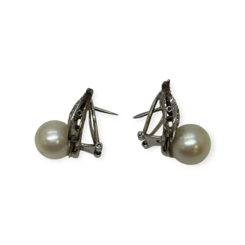 Boucles d'oreilles Boucles d’oreilles en or blanc, diamants et perles 58 Facettes 330085714