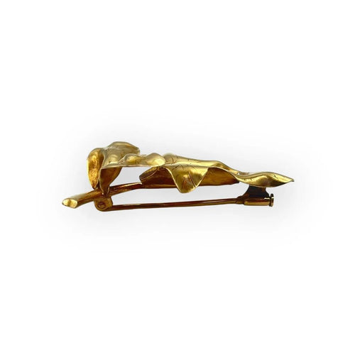 Broche Broche feuille vintage en or jaune 18k et diamant 58 Facettes 149063365