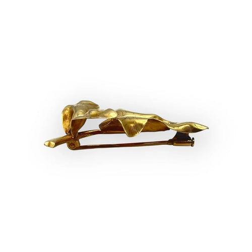 Broche Broche feuille vintage en or jaune 18k et diamant 58 Facettes 149063365