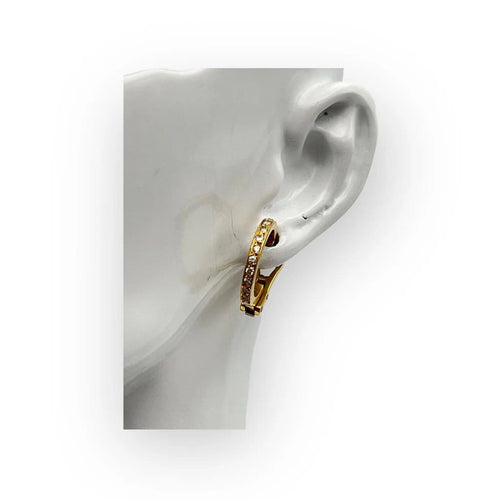 Boucles d'oreilles Créoles en or jaune 18K et diamants 58 Facettes 149060553