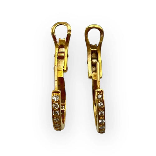 Boucles d'oreilles Créoles en or jaune 18K et diamants 58 Facettes 149060553