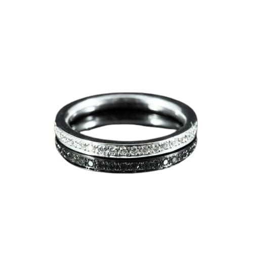 Bague 53 Alliance - Bague tour complet en or blanc et diamants 0,40 ct 58 Facettes R481