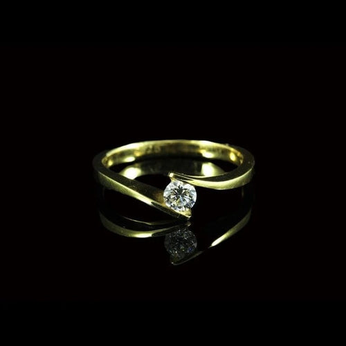 Bague 53 Solitaire - Bague en or jaune avec diamant 0,25 ct 58 Facettes R299