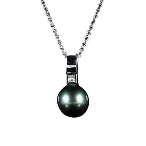 Pendentif Pendentif perle de culture de Tahiti 12 mm en or blanc et diamant 58 Facettes R560