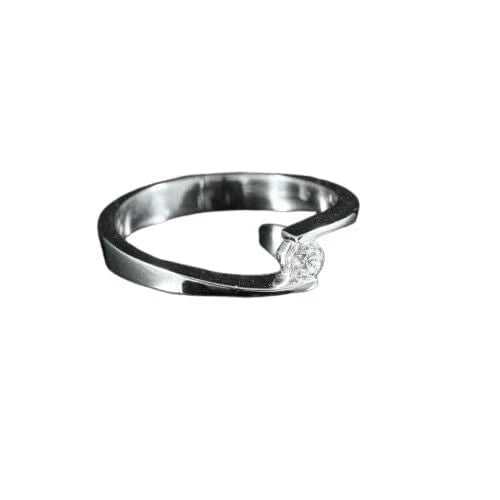 Bague 54 Bague solitaire en or blanc sertie d’un diamant 0,18 ct 58 Facettes R636