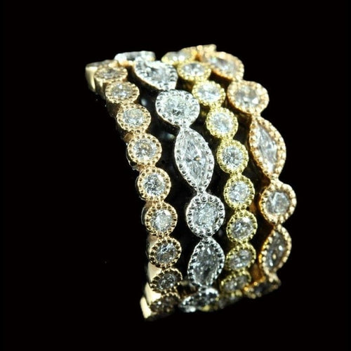 Bague 52 Bague en or rose sertie de diamants 0,38 ct 58 Facettes R1454
