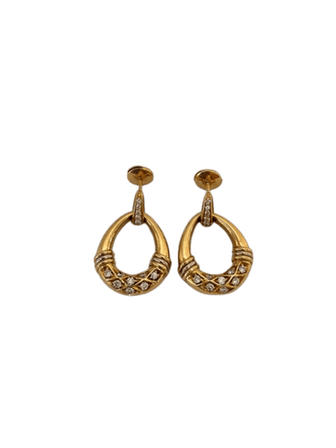 Boucles d'oreilles Cartier - Boucles d’oreilles pendantes en or jaune 18 carats et diamants 58 Facettes