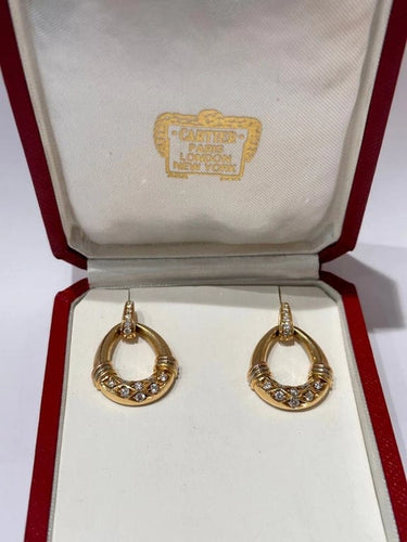 Boucles d'oreilles Cartier - Boucles d’oreilles pendantes en or jaune 18 carats et diamants 58 Facettes