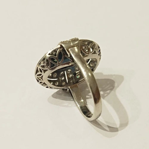 Bague 50 Bague Art déco saphir et diamants en platine 58 Facettes