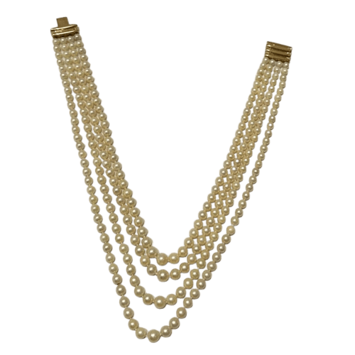 Collier Collier 4 rangs de perles avec fermoir en or jaune 18K et diamants 58 Facettes