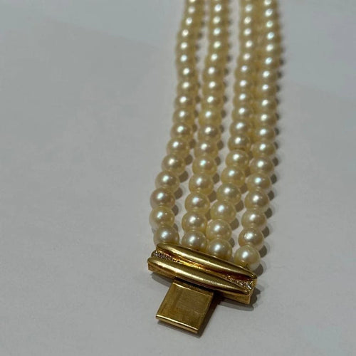 Collier Collier 4 rangs de perles avec fermoir en or jaune 18K et diamants 58 Facettes