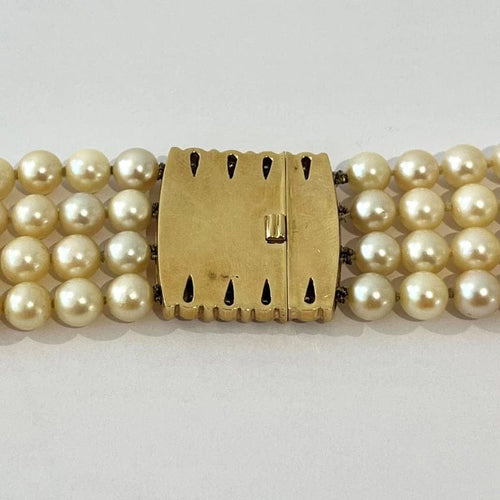 Collier Collier 4 rangs de perles avec fermoir en or jaune 18K et diamants 58 Facettes