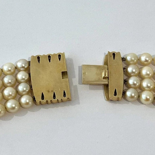 Collier Collier 4 rangs de perles avec fermoir en or jaune 18K et diamants 58 Facettes