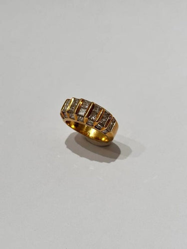 Bague 55 Bague en or jaune sertie de diamants taille princesse 58 Facettes